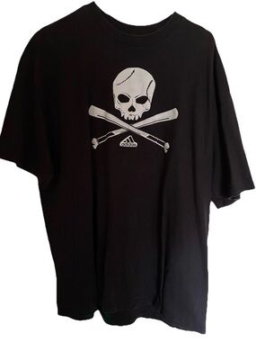 Adidas Baseball Skull X-Large Black Short Sleeve T-Shirt ‘men’s